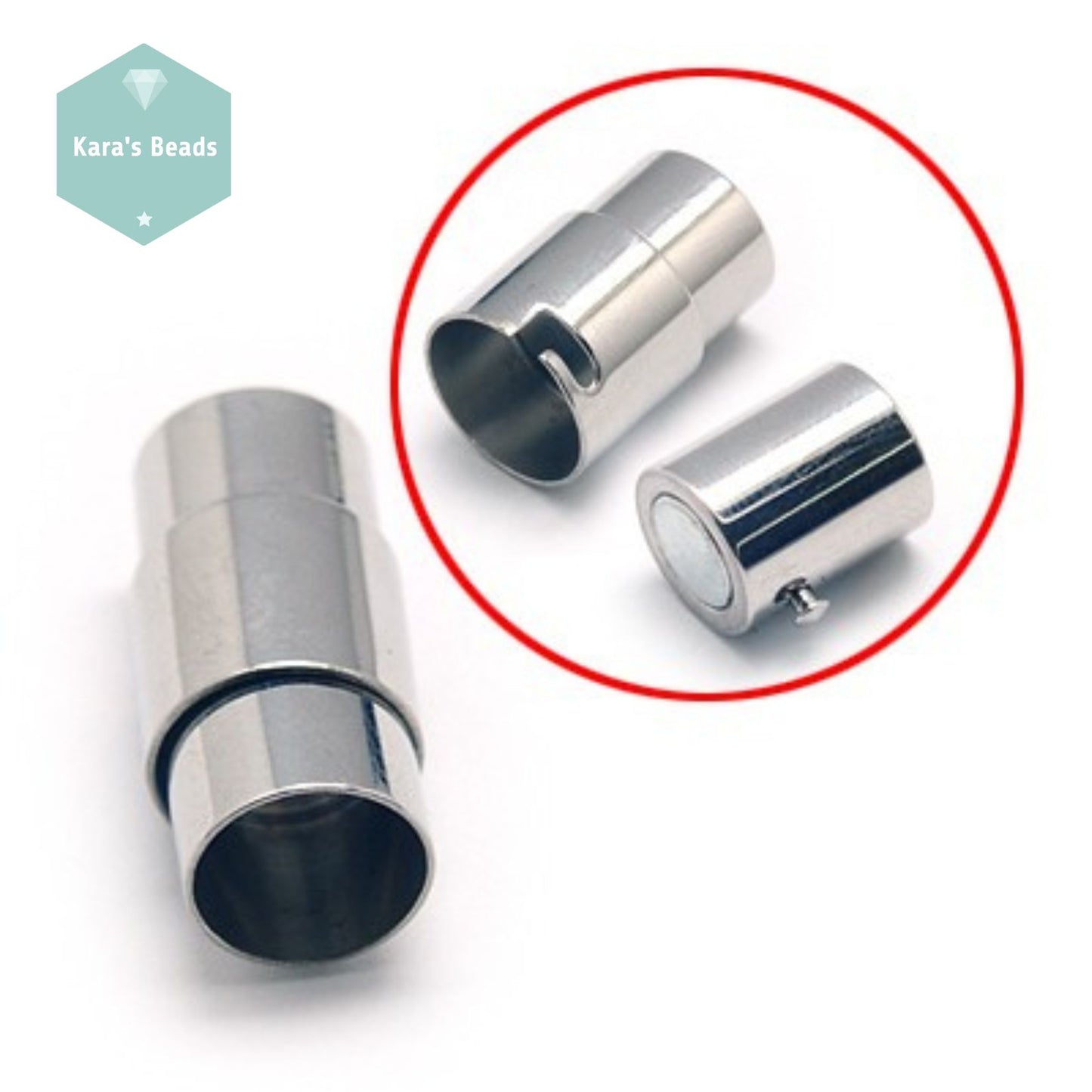 8mm Stainless Steel Magnetic Clasp with Safety Catch 1 pc