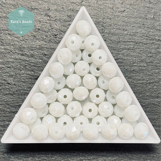 45pcs Tube 6x8 mm Rondelle Beads White Luster