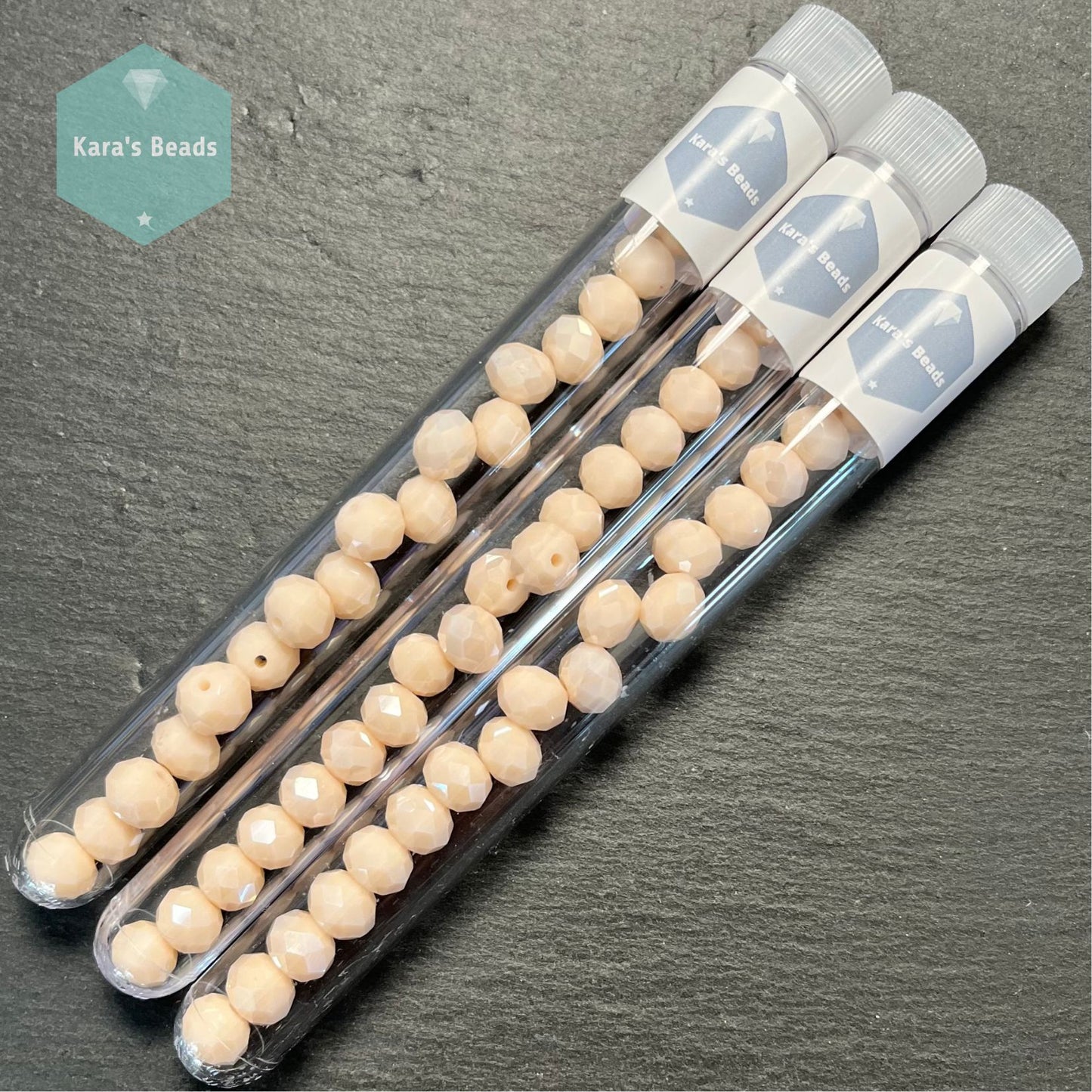 18pcs Tube 8x10 mm Rondelle Beads Opaque Peach Luster