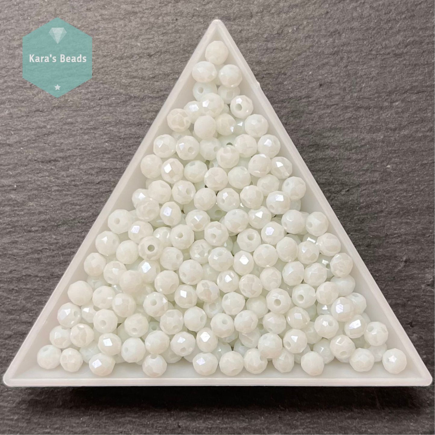 300pcs Tube 3x4mm Rondelle Beads White Luster