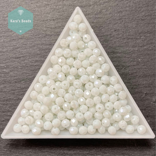 300pcs Tube 3x4mm Rondelle Beads White Luster