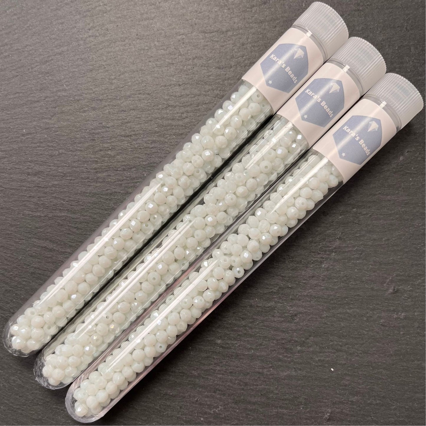 300pcs Tube 3x4mm Rondelle Beads White Luster