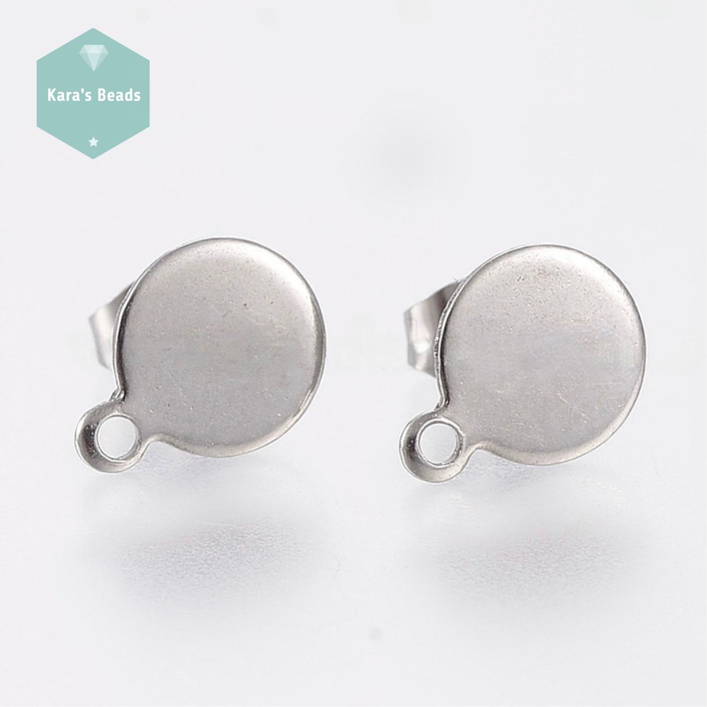 10mm Stainless Steel Round Earring Stud Posts 1 pair