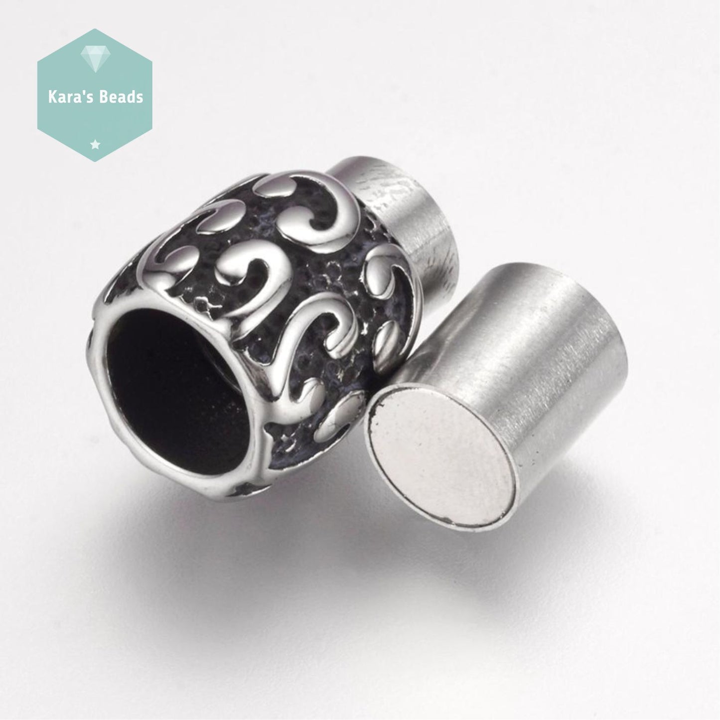 8mm Stainless Steel Magnetic Clasp Groovy Pattern 1 pc