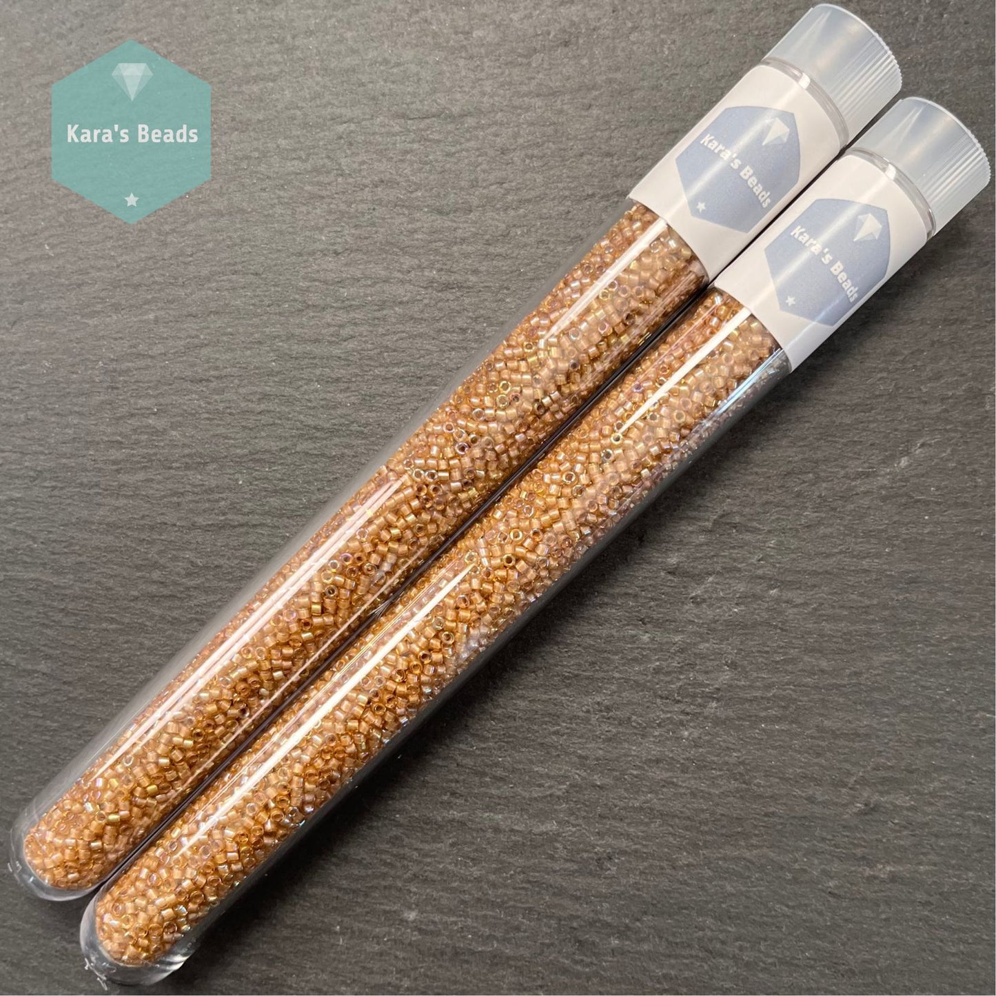 22g Tube 11/0 Miyuki Delica DB0288 White Lined Saffron AB