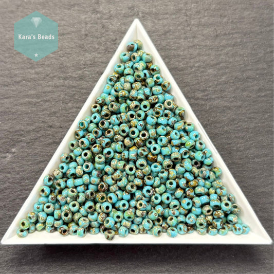 25g Tube 8/0 Miyuki Seed Beads RR8-4514 Picasso Opaque Seafoam Green