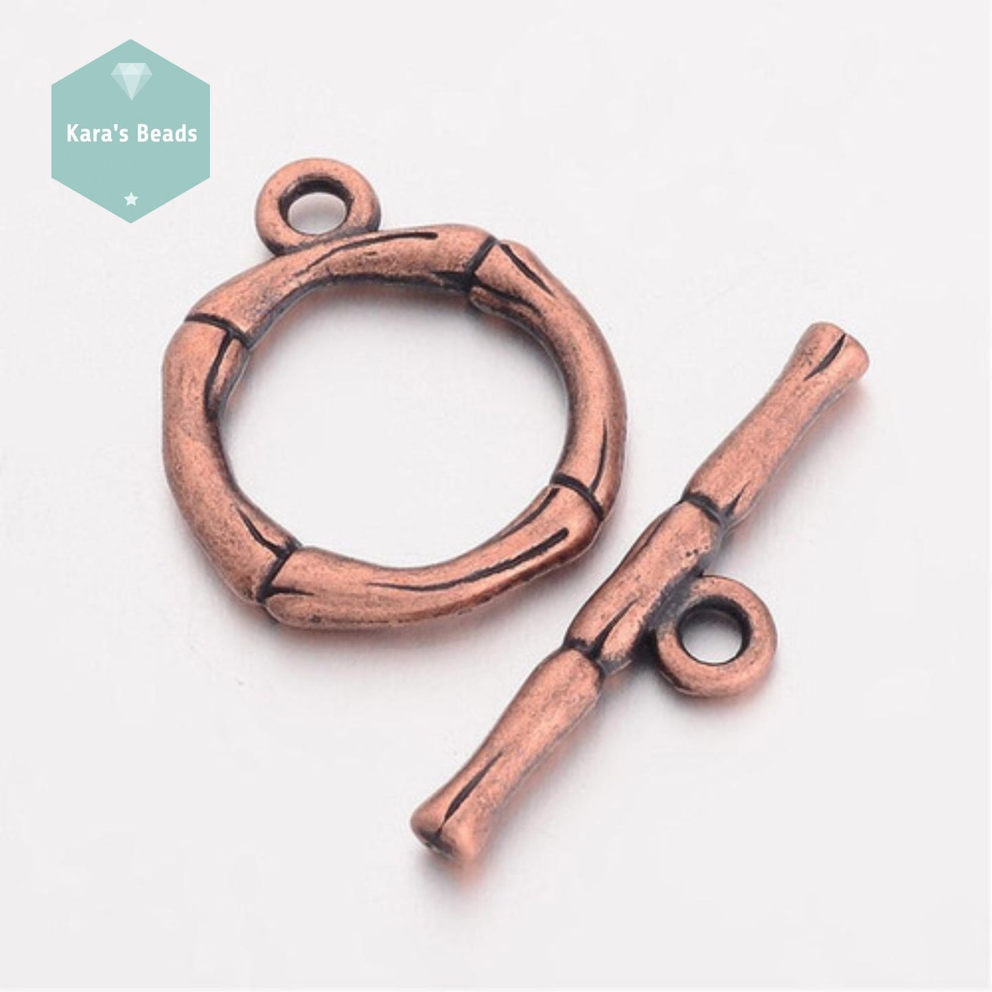 Bamboo Design Toggle Clasp Red Copper 1 pc