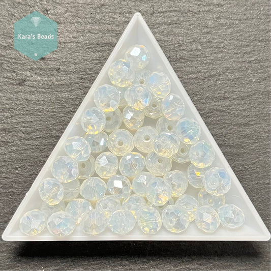 50pcs Tube 6x8 mm Rondelle Beads Transparent White Opal