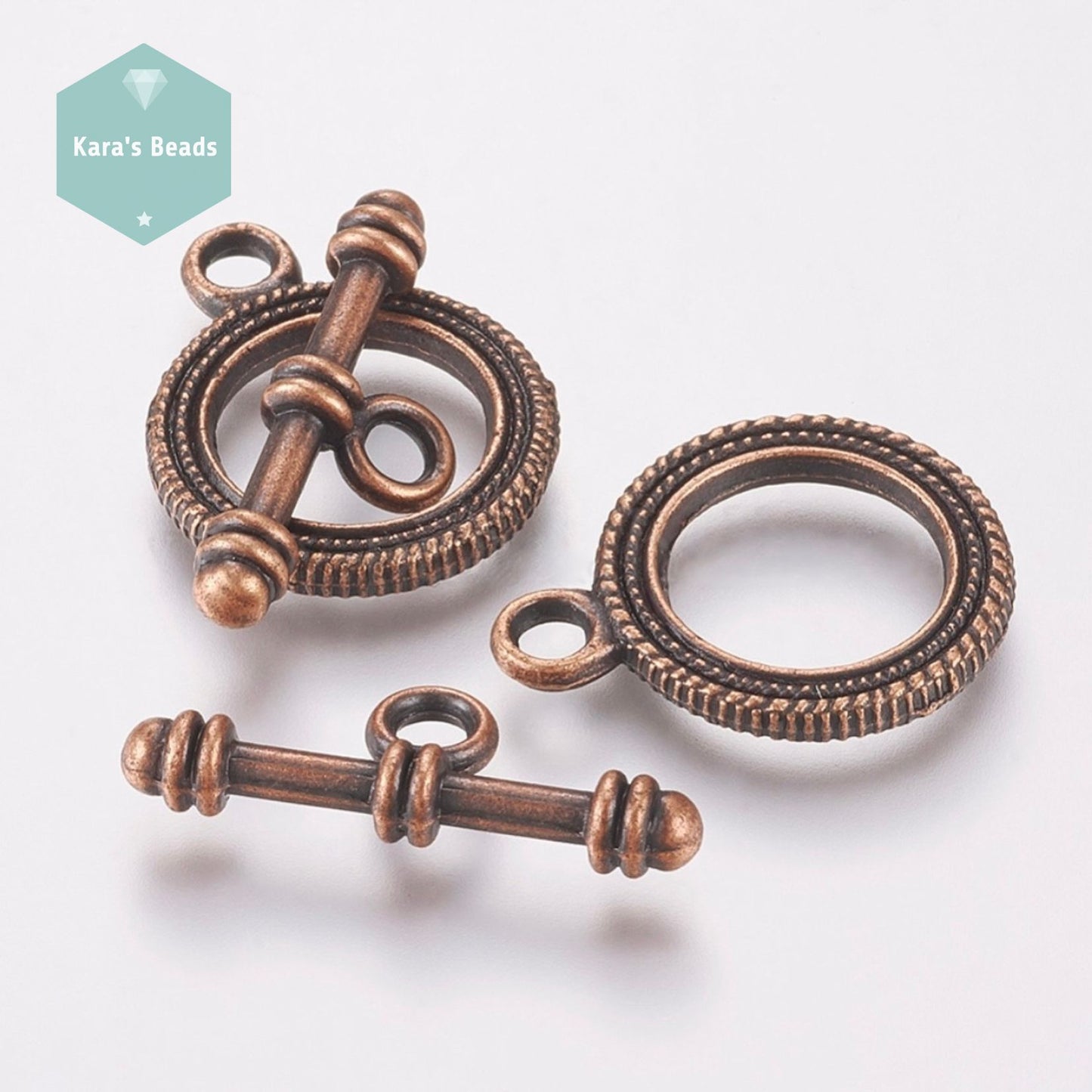 Vintage Look Toggle Clasp Red Copper 1 pc