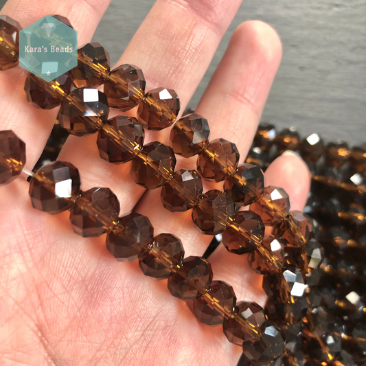 25pcs Strand 8x10 mm Rondelle Beads Smoked Topaz