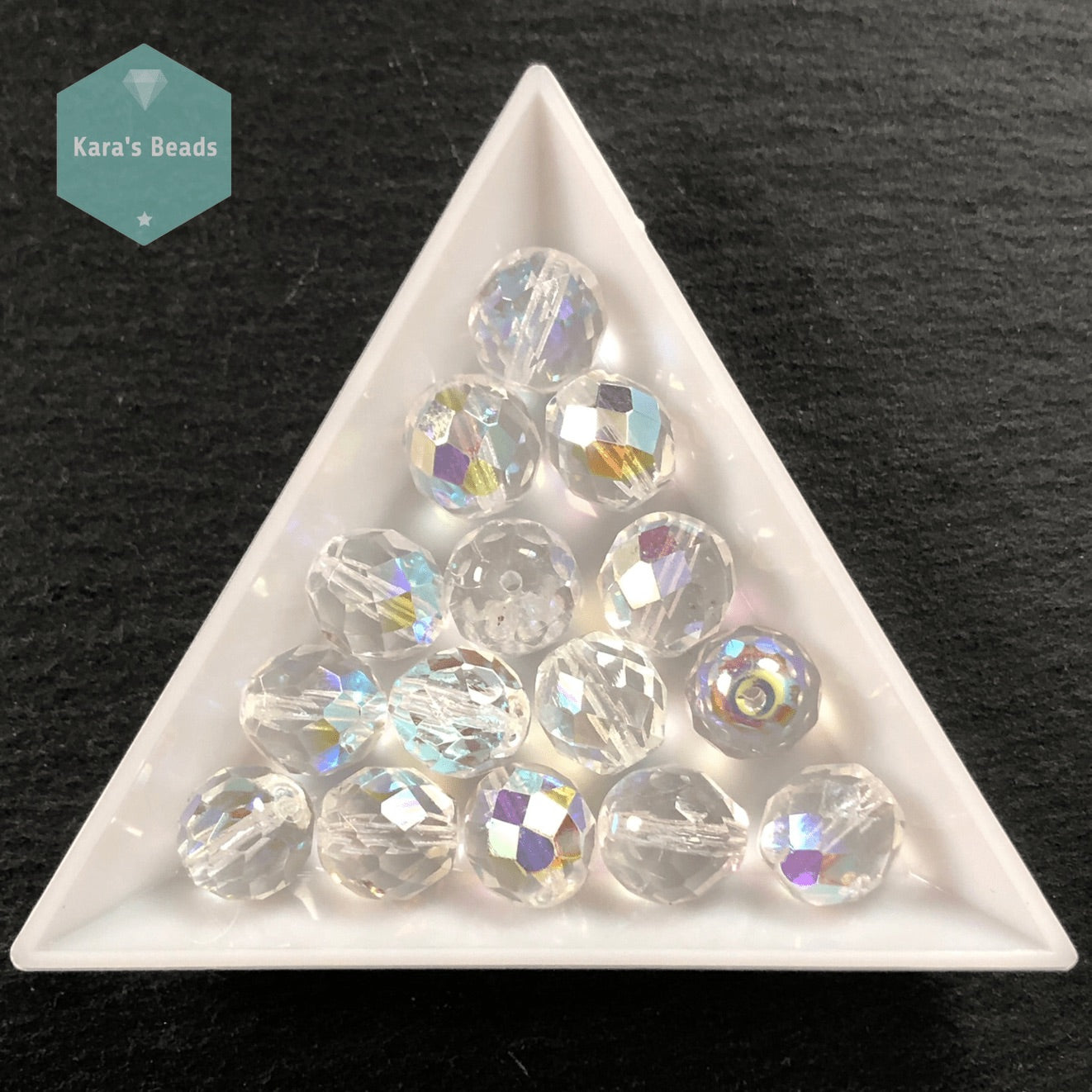 15pcs Tube 10mm Crystal AB Fire Polish Round Beads