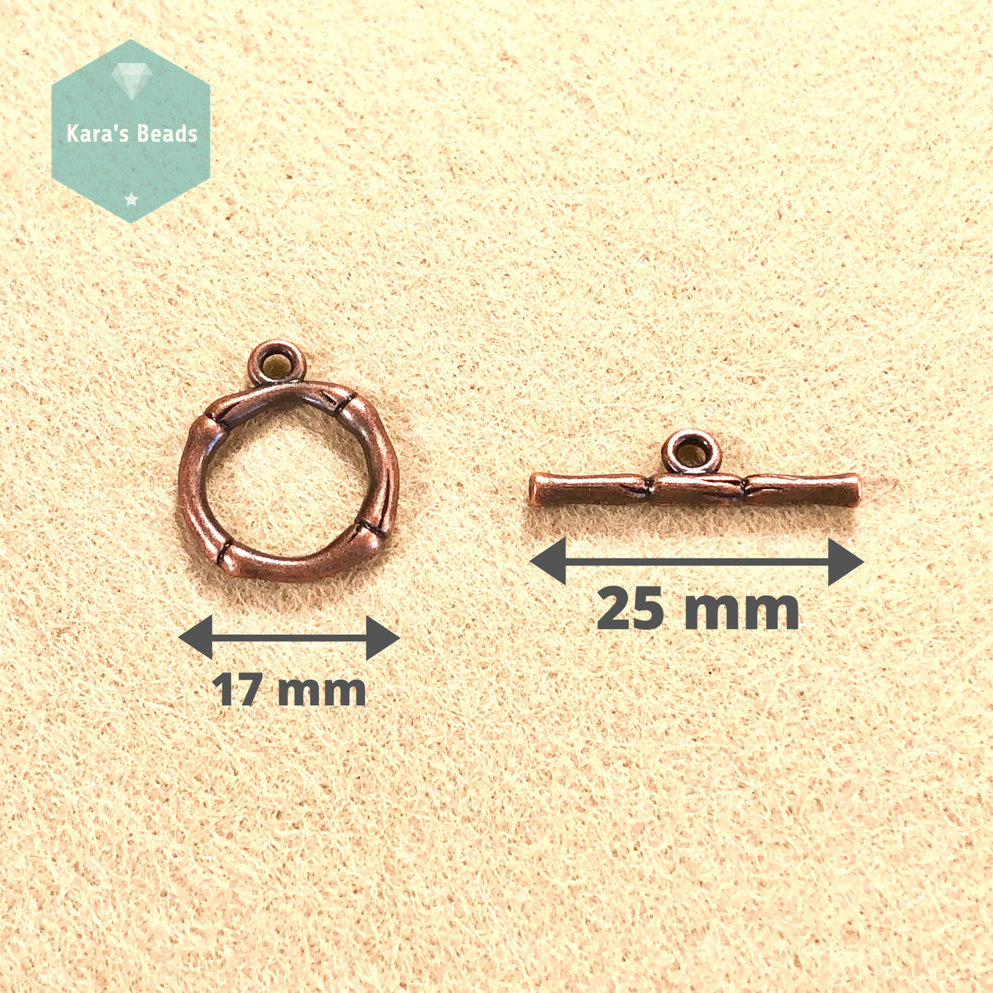 Bamboo Design Copper Toggle Clasp 1 pc