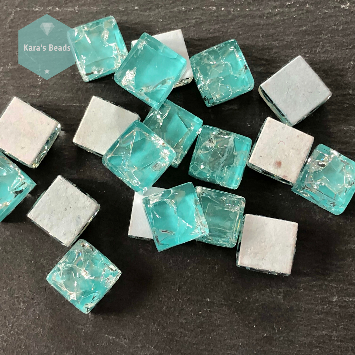 15x15 mm Crackle Tile Aqua 1 pc