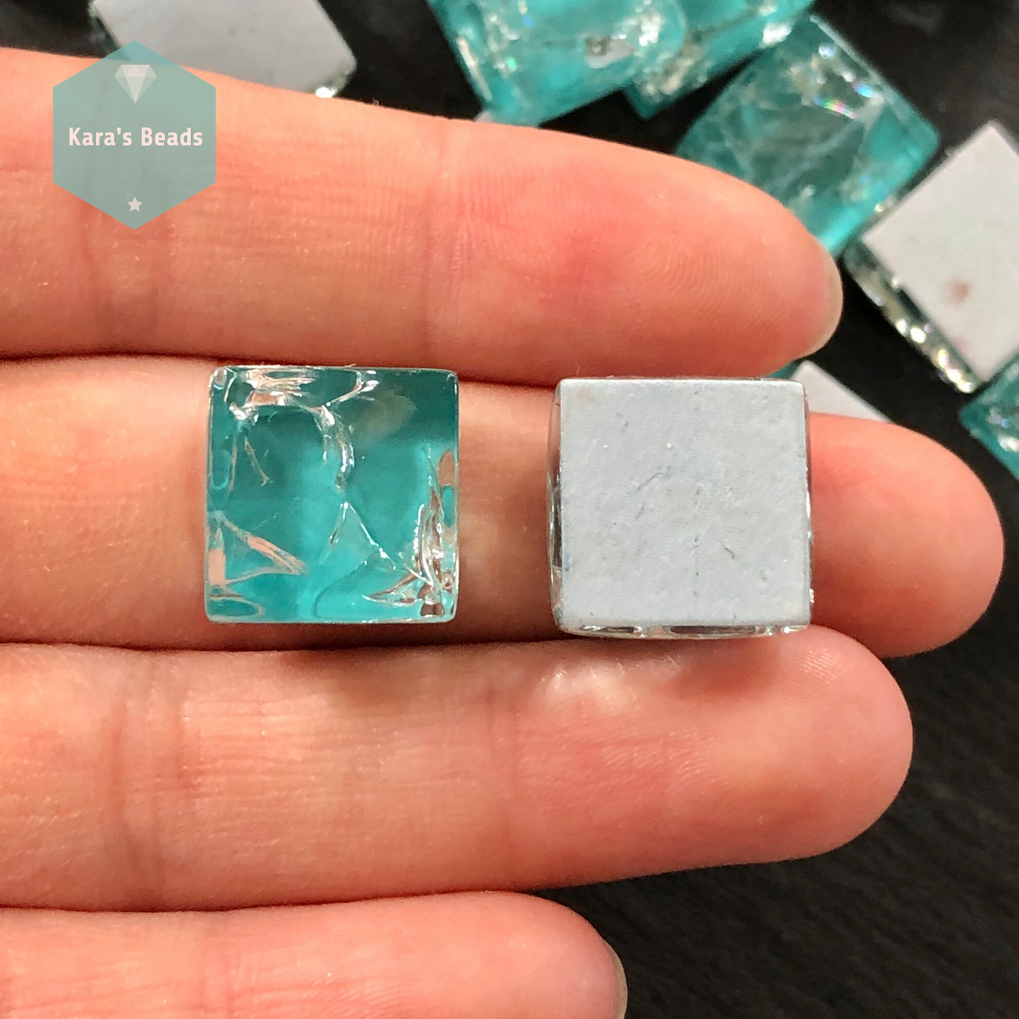 15x15 mm Crackle Tile Aqua 1 pc