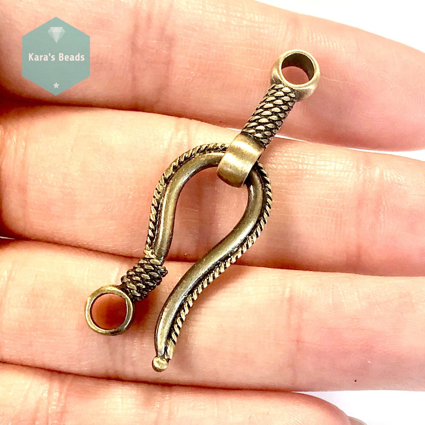 Chunky Bronze Hook & Eye Clasp 1 pc