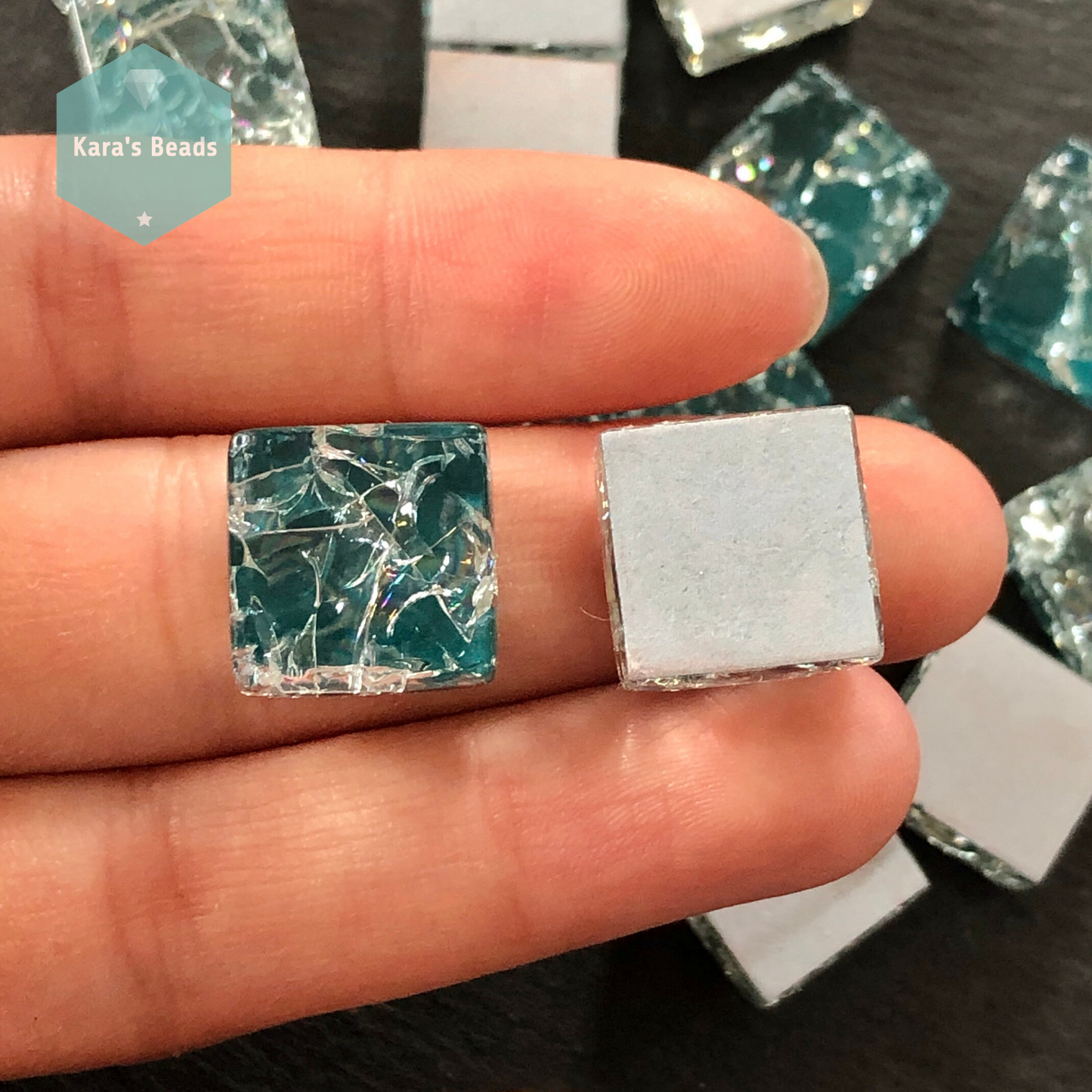 15x15 mm Crackle Tile Deep Ocean 1 pc