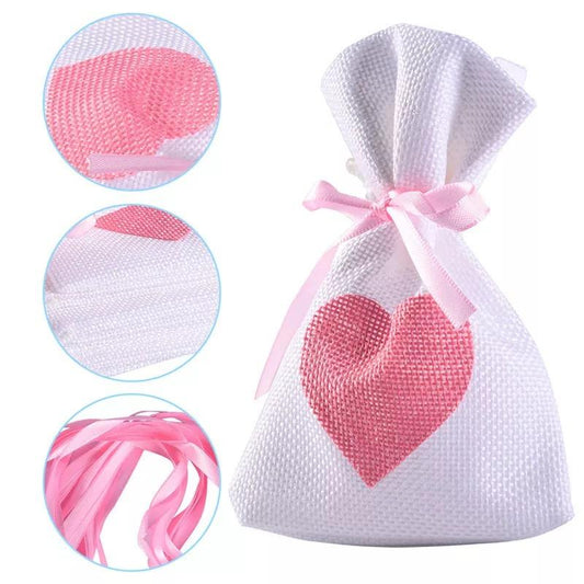 Heart Gift Bag - White & Pink