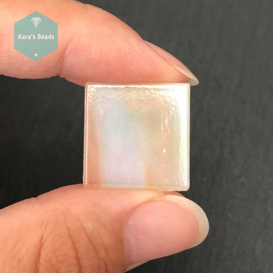 20x20 mm Tile Iridescent Cream w/ Pink Streaks 1 pc