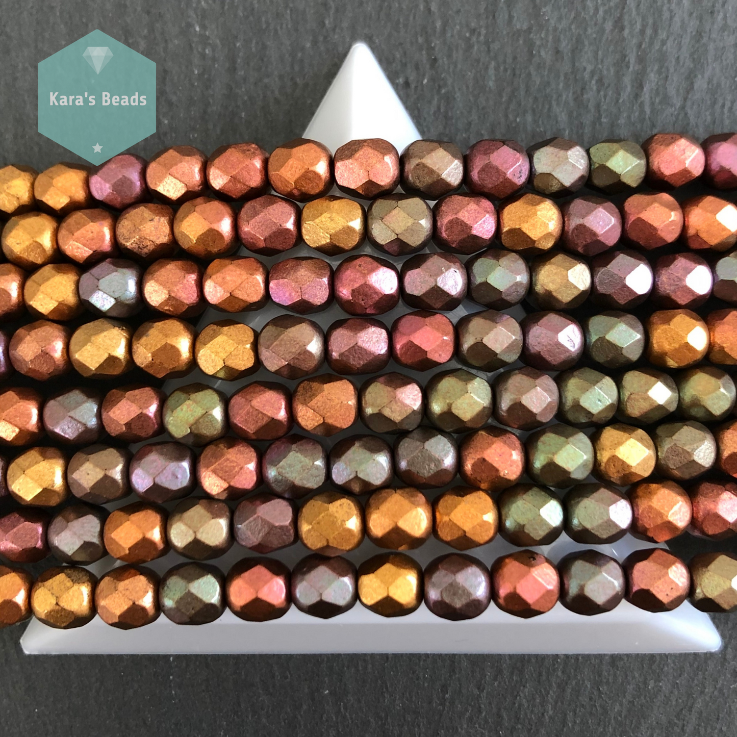 30 pcs String 6mm Fire Polish Violet Rainbow