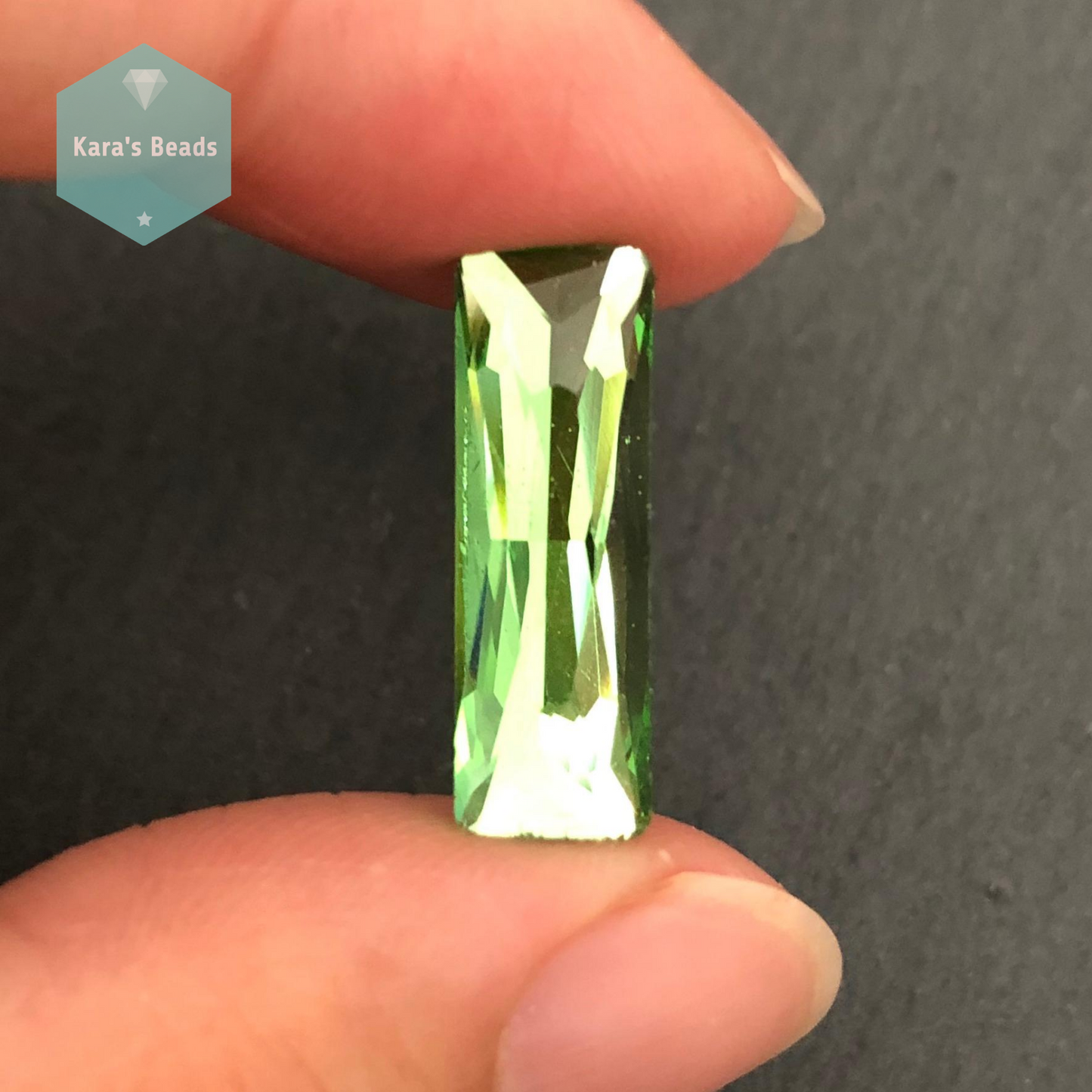21x7 mm Princess Cut Chinese Glass Baguette Peridot 1 pc