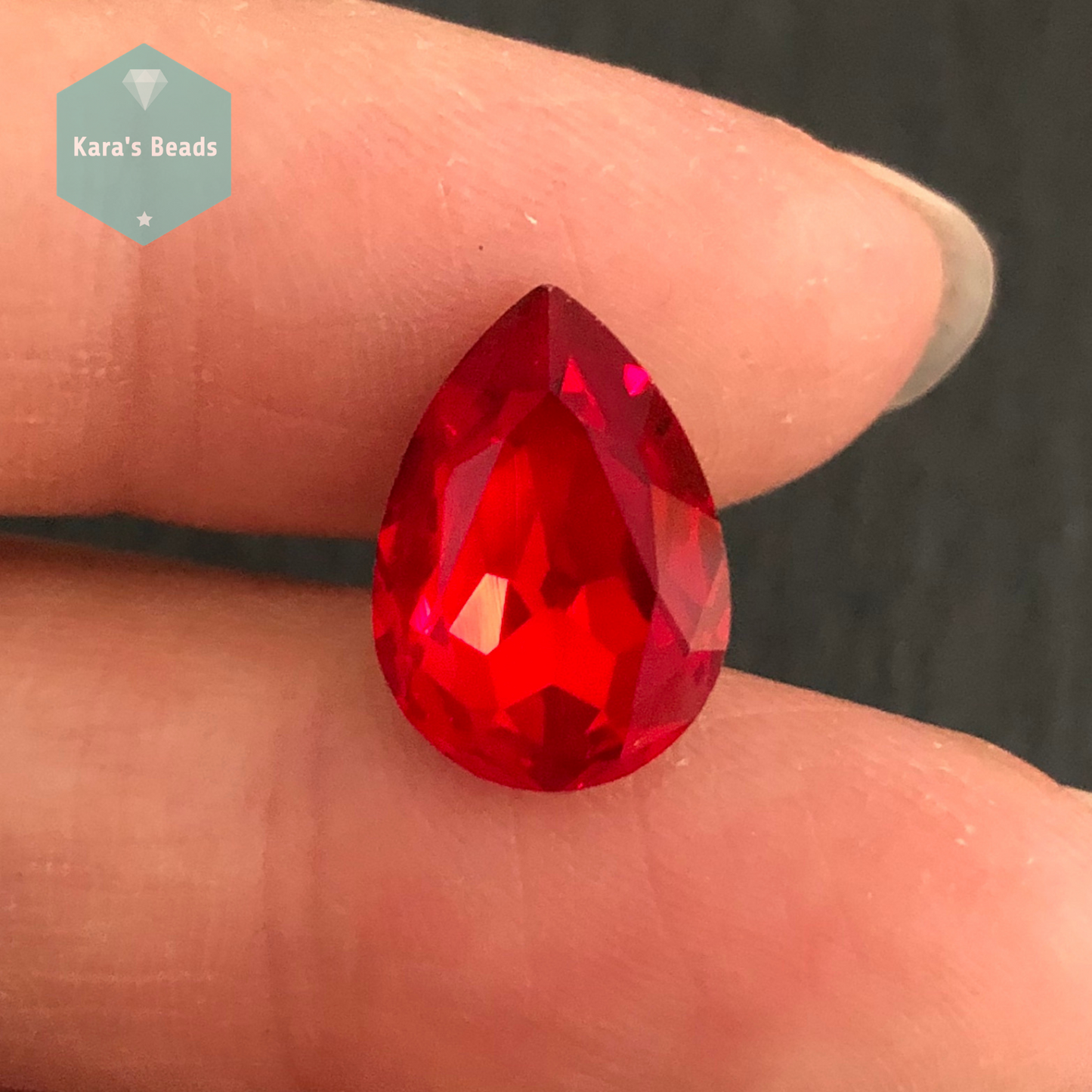 10x14 mm Drop Glass Cabochon Siam Red 1 pc
