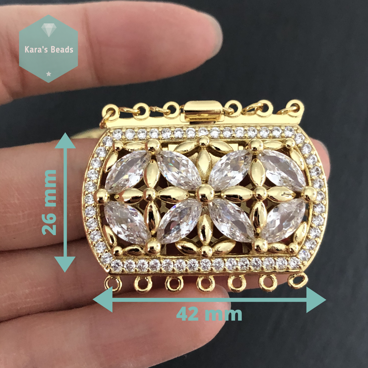 7 Strand Fancy Box Clasp Gold 1 pc