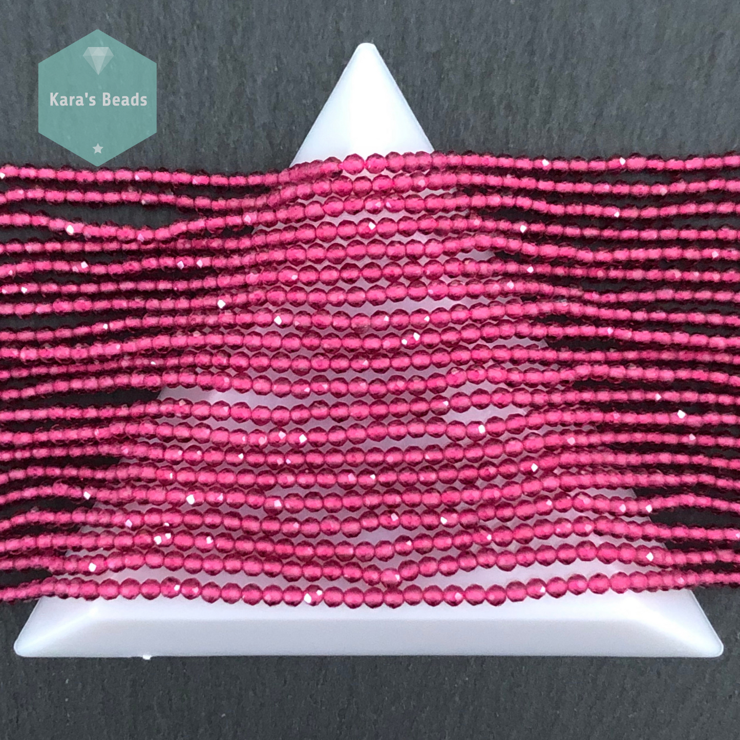 150 pcs String 2 mm Fuchsia Faceted Round Beads