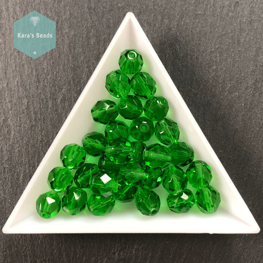 30pcs Tube 8mm Green Fire Polish Round Beads