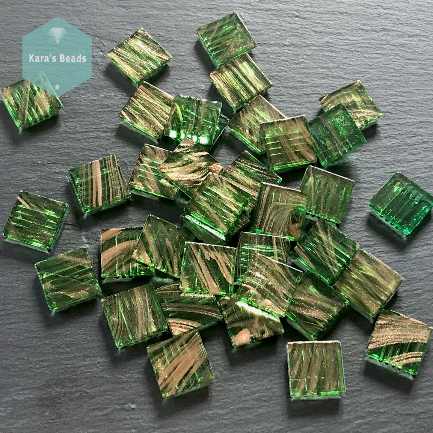 20x20 mm Tile Gold Brushed Green 1 pc