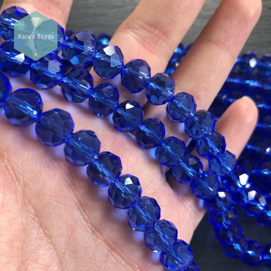 25pcs Strand 8x10 mm Rondelle Beads Sapphire