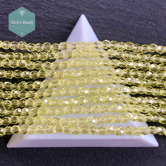 4mm Jonquil Fire Polish Round Beads