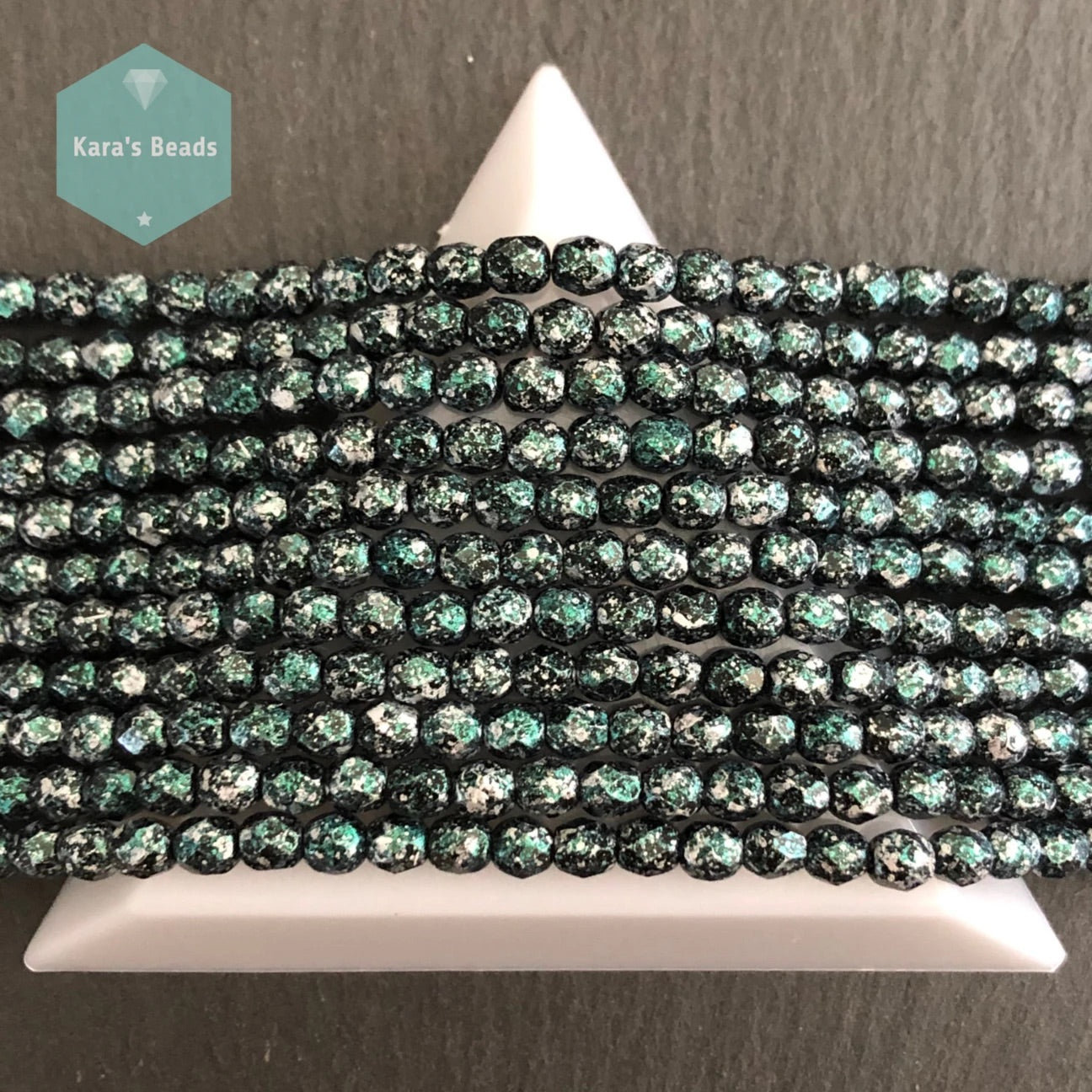 300pcs Tube 4mm Fire Polish Round Beads Tweedy Green