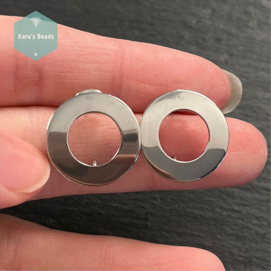 Stainless Steel Circle Earring Stud Posts 1 pair