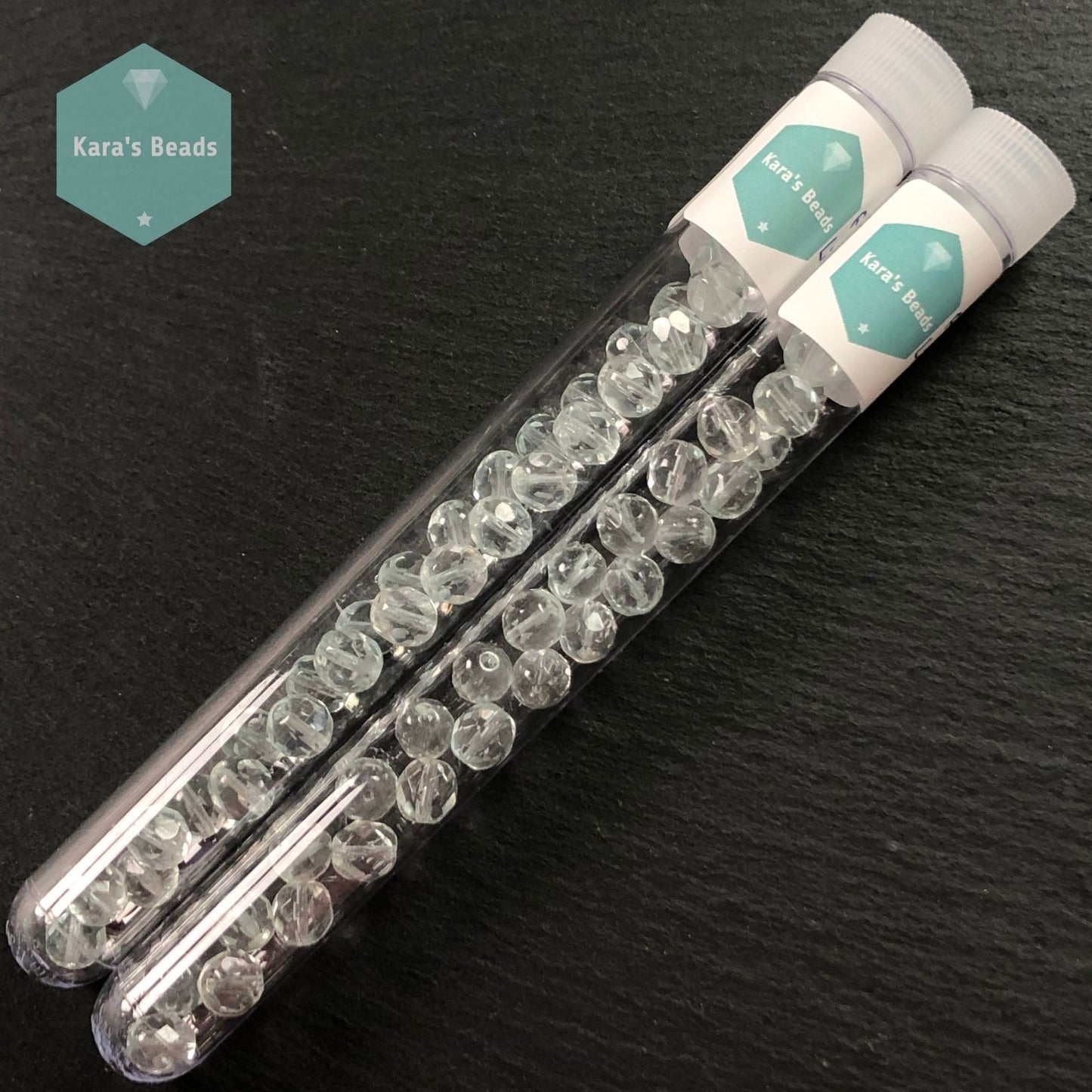 30pcs Tube 8mm Light Sapphire Fire Polish Round Beads