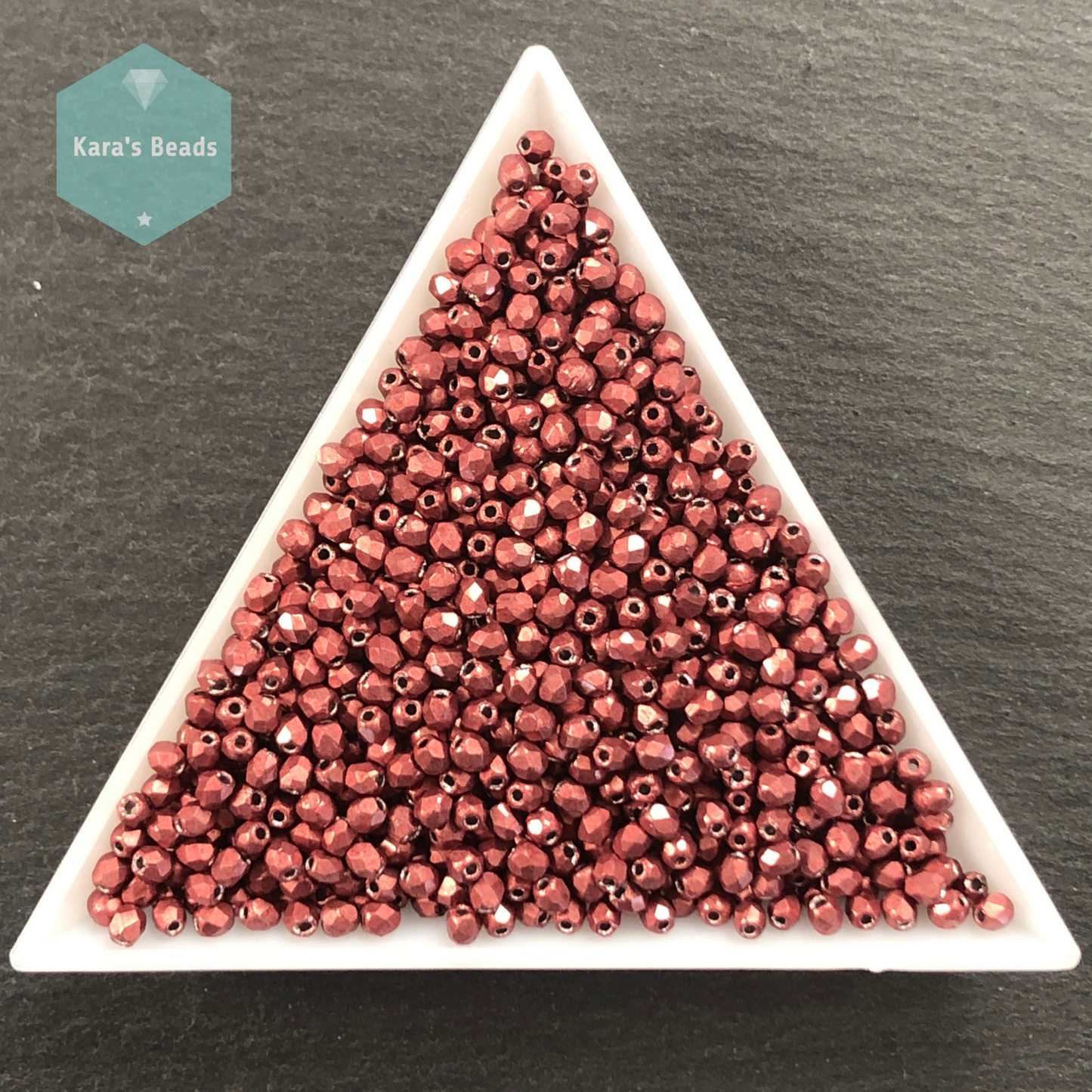 1200pcs Tube 2mm Fire Polish Saturated Metallic Grenadine