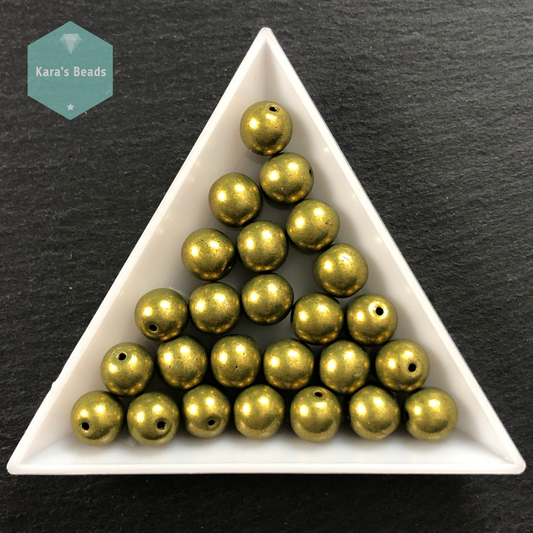 25pcs Tube 8mm Saturated Metallic Meadowlark Druk Round Beads