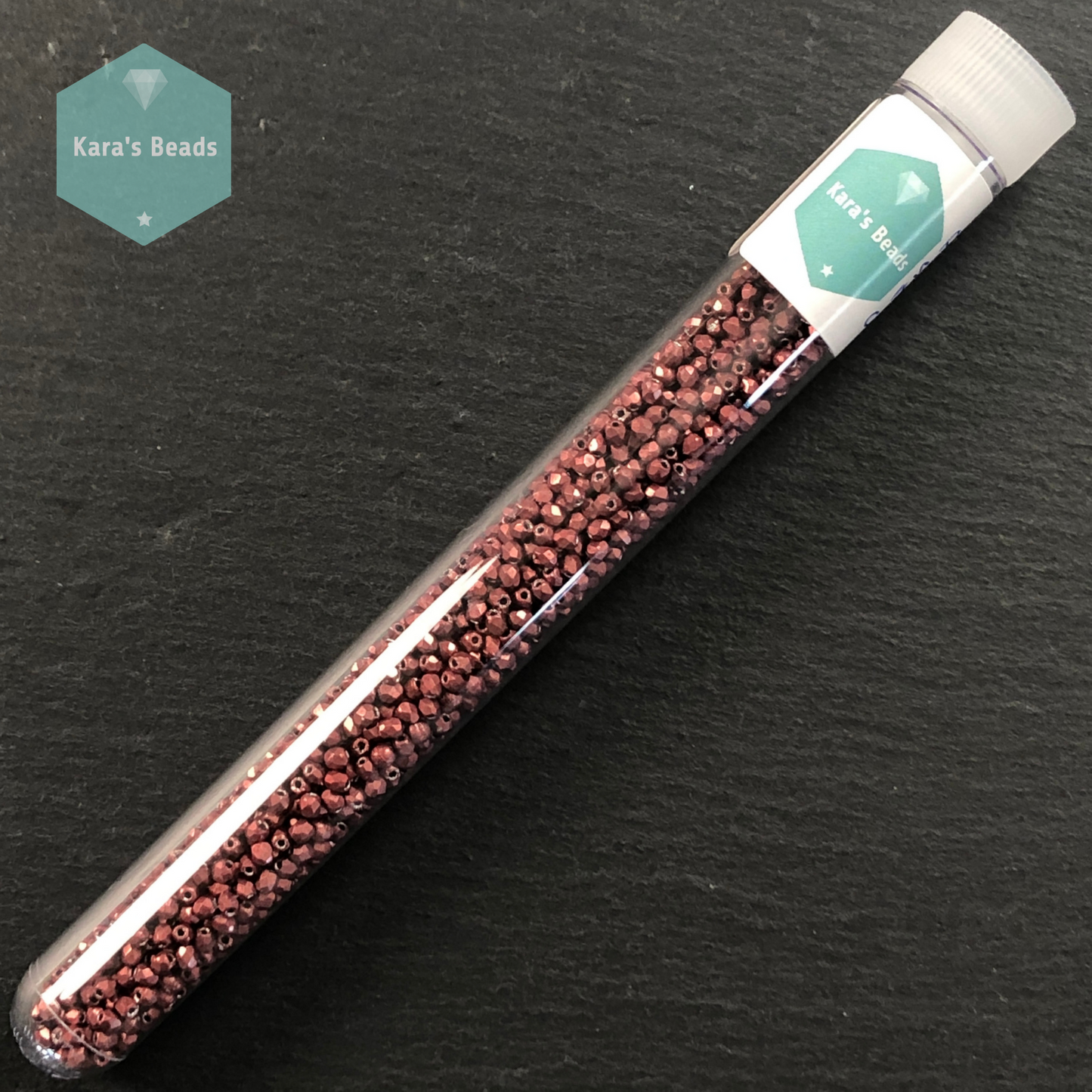 1200pcs Tube 2mm Fire Polish Saturated Metallic Grenadine