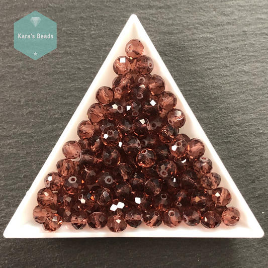 120pcs Tube 4x6 mm Transparent Bordo Rondelle Beads