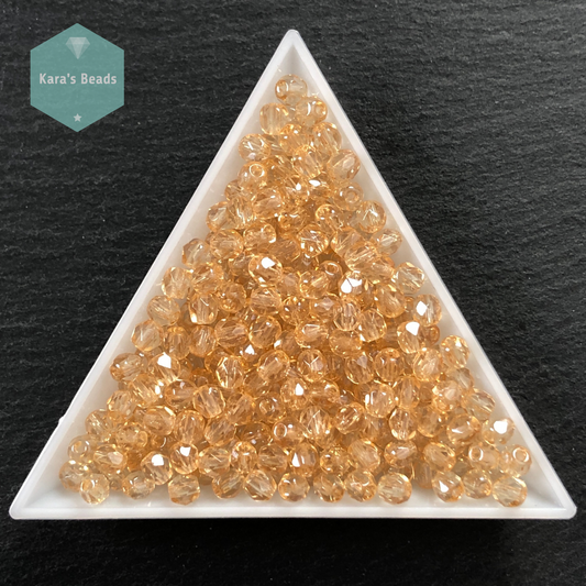 300pcs Tube 4mm Fire Polish 00030/14413 Transparent Champagne Luster