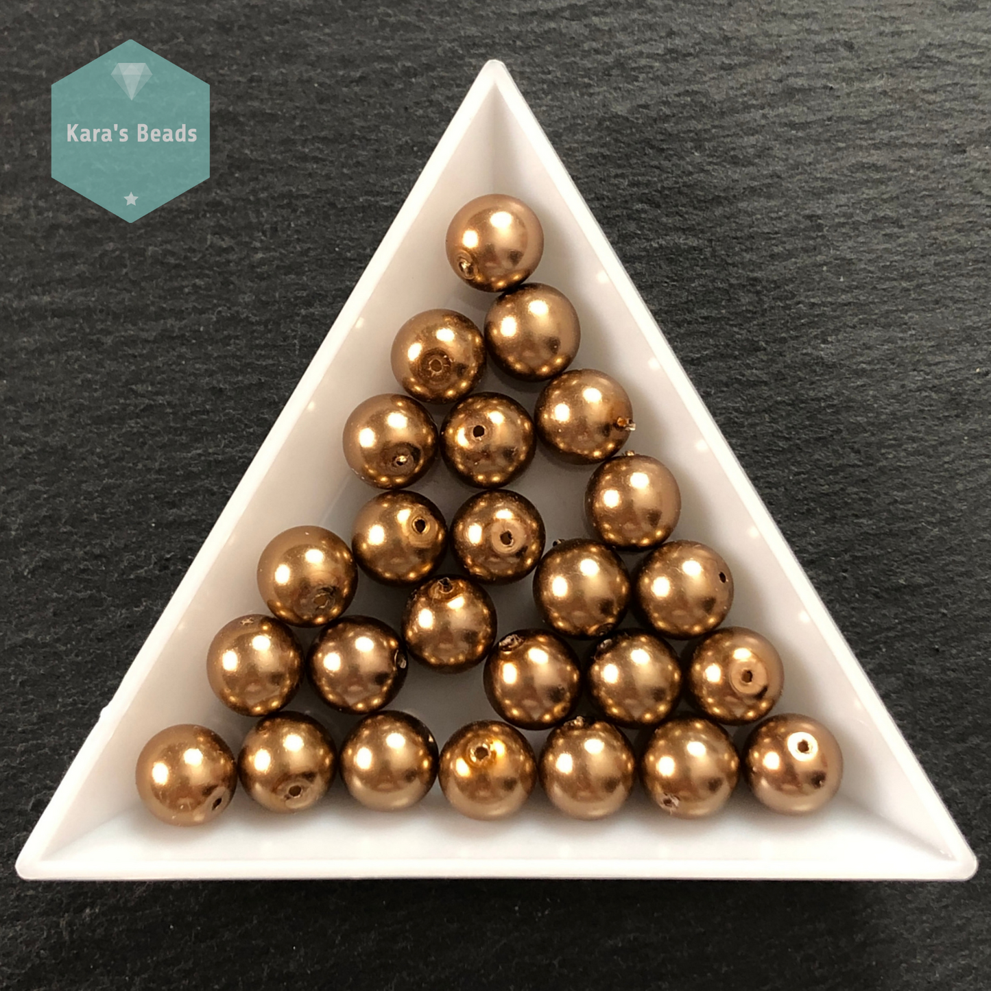 25pcs Tube 8mm Pearl Coated Copper Druk Round Beads