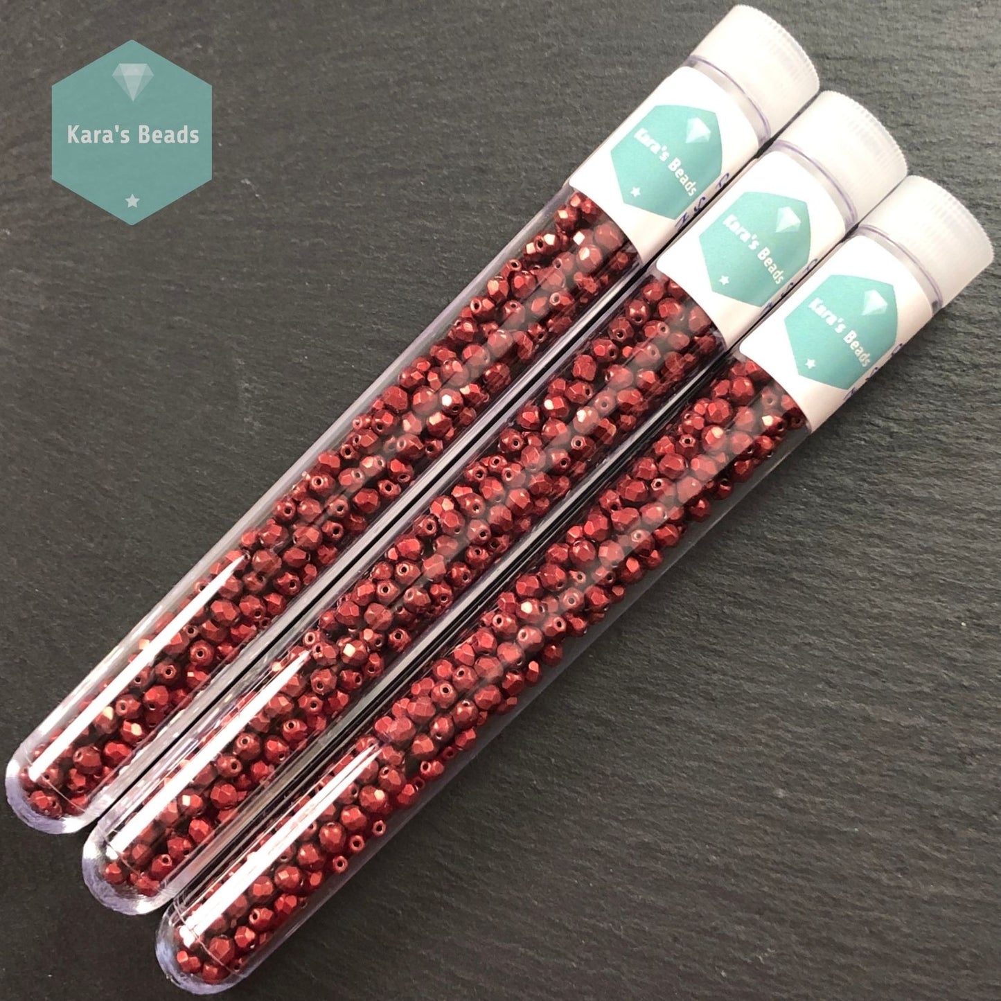 300pcs Tube 4mm Fire Polish 07B10 Saturated Metallic Merlot