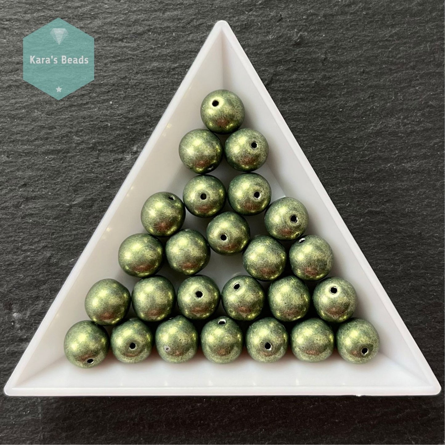 25pcs Tube 8mm Sueded Gold Fern Druk Round Beads