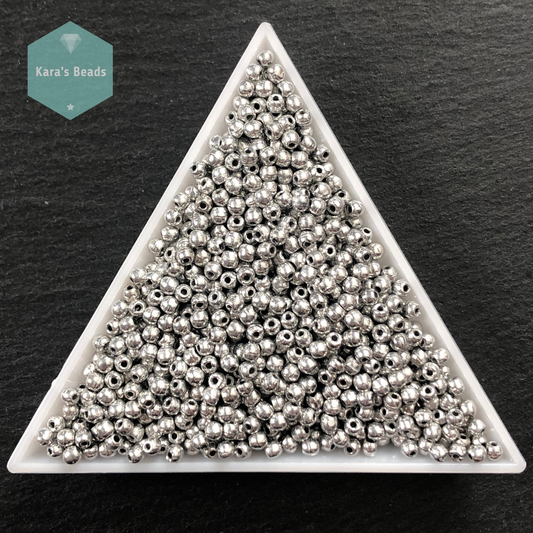 1200pcs Tube 2mm Silver Druk Round Beads