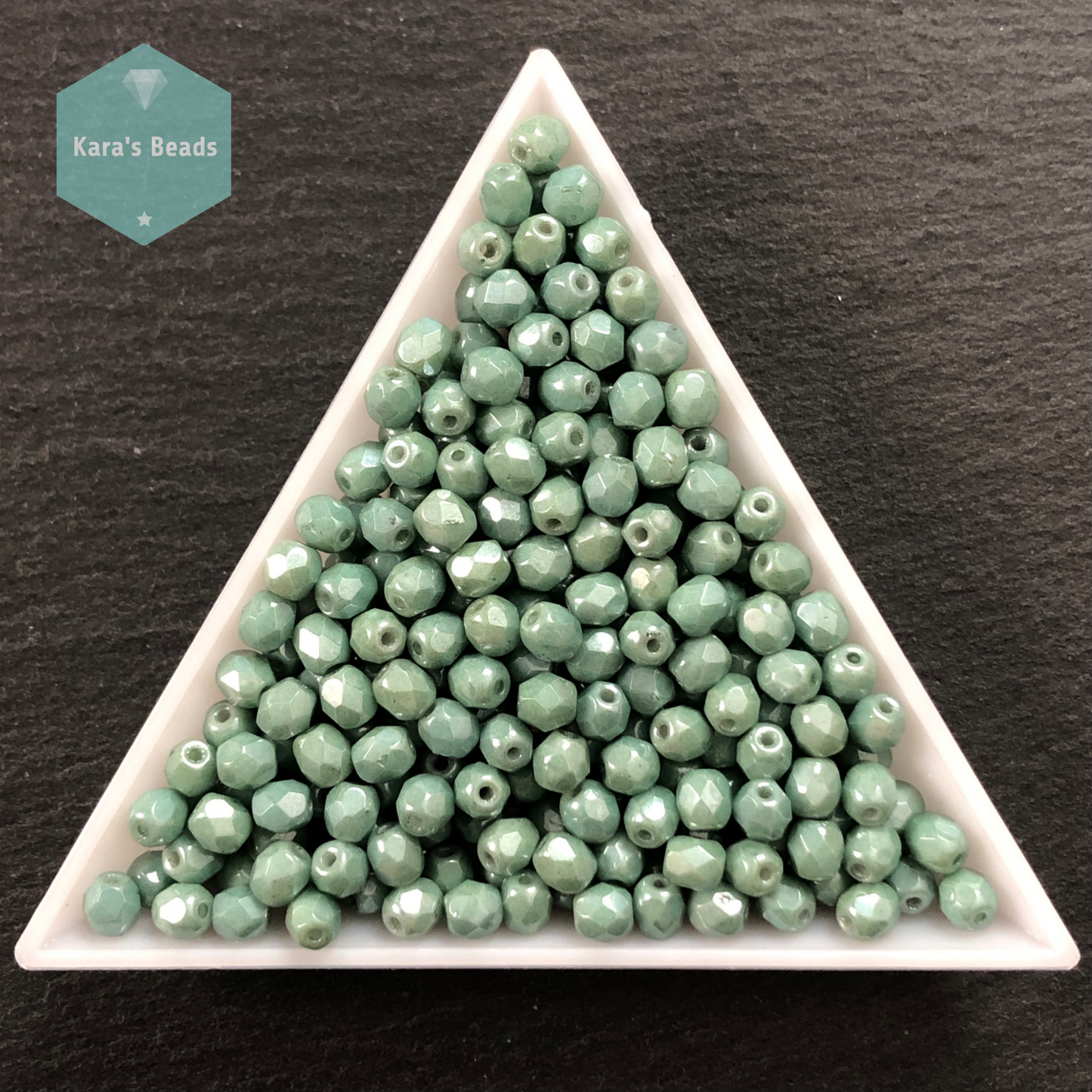 300pcs Tube 4mmFire Polish Round Beads Chalk White Teal Luster