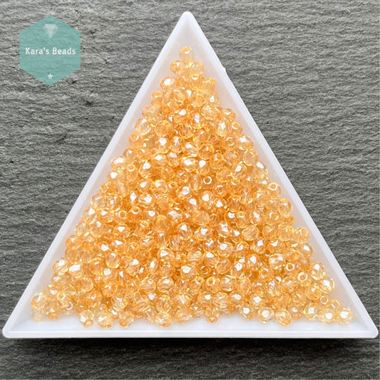 700pcs Tube 3mm Fire Polish Round Beads Transparent Champagne Luster