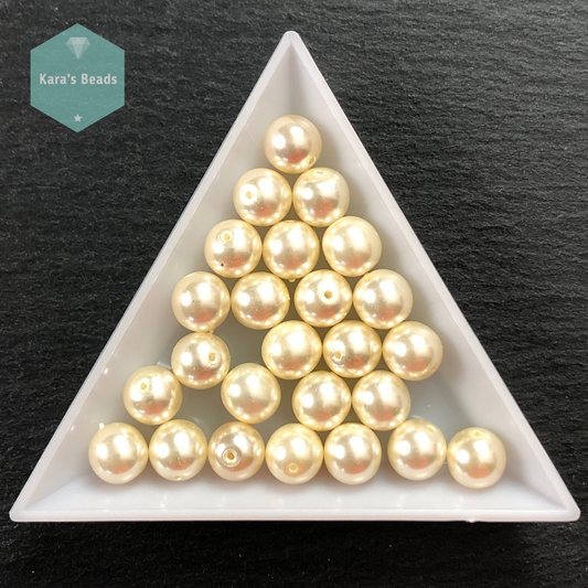 25pcs Tube 8mm Pearl Coated Ivory Druk Round Beads