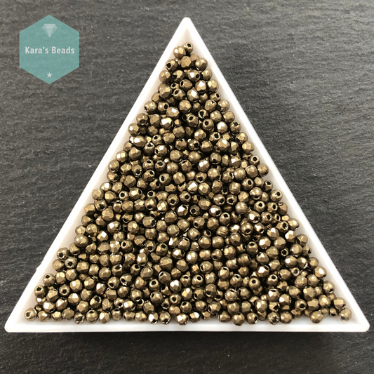 1200pcs Tube 2mm Fire Polish Saturated Metallic Emperador