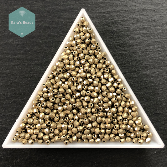 1200pcs Tube 2mm Fire Polish Sueded Gold Cloud Dream