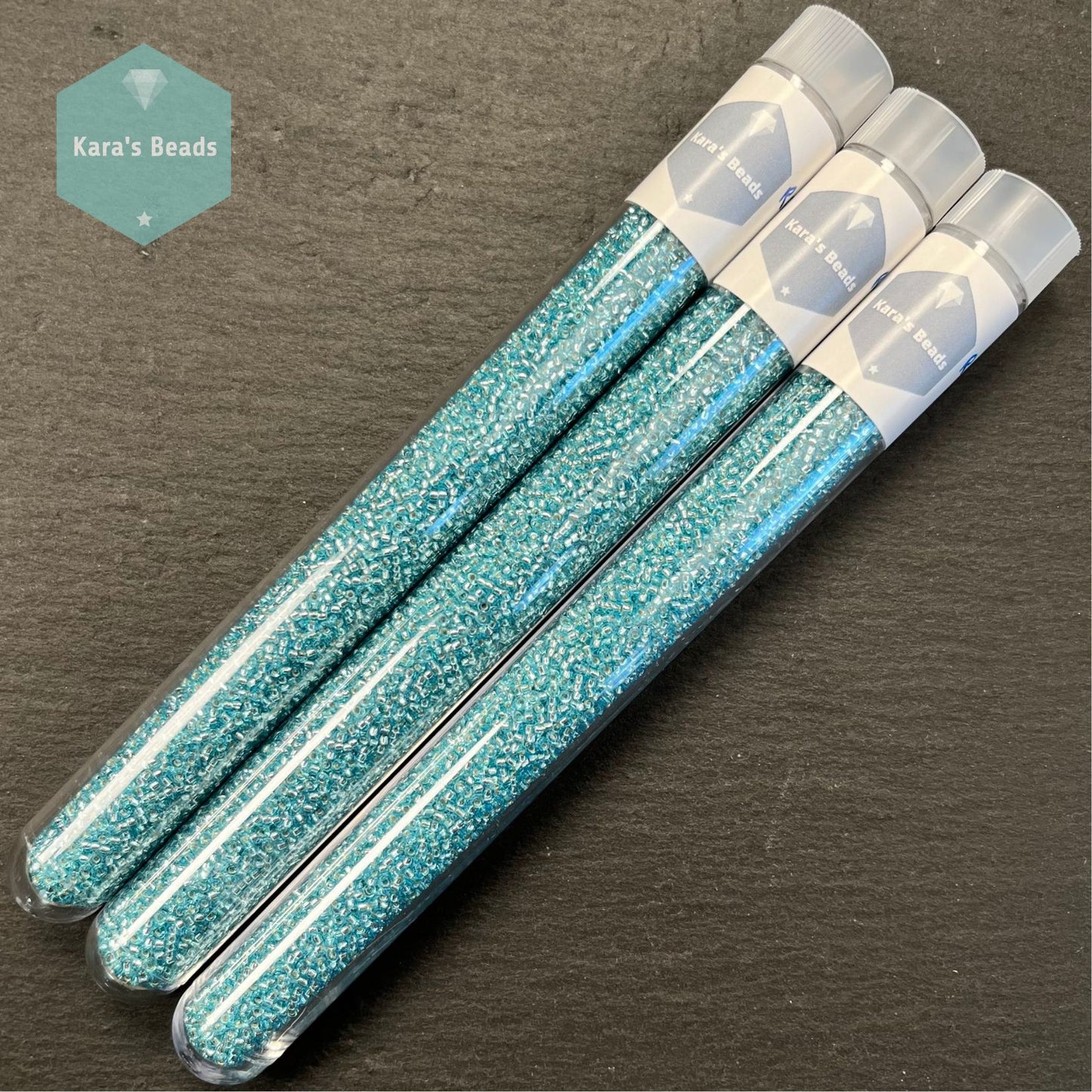 25g Tube 15/0 Miyuki Seed Beads RR15-0018 Silver Lined Aqua
