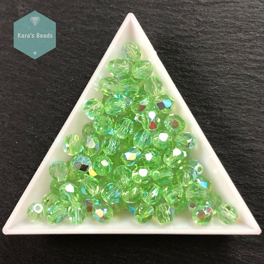 90pcs Tube 6mm Fire Polish Peridot AB